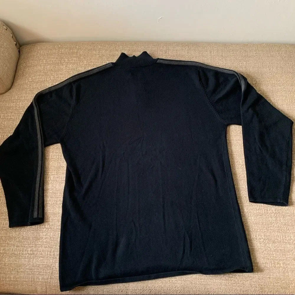 DKNY Sweater Men's Size XXL Black/Gray 1/4 Zip Mock Neck Normcore Preppy Causal